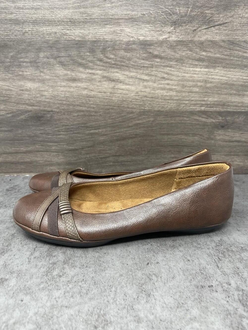 Eurosoft Shainna Flats Womens Size 8 Brown Leather Slip On Shoes